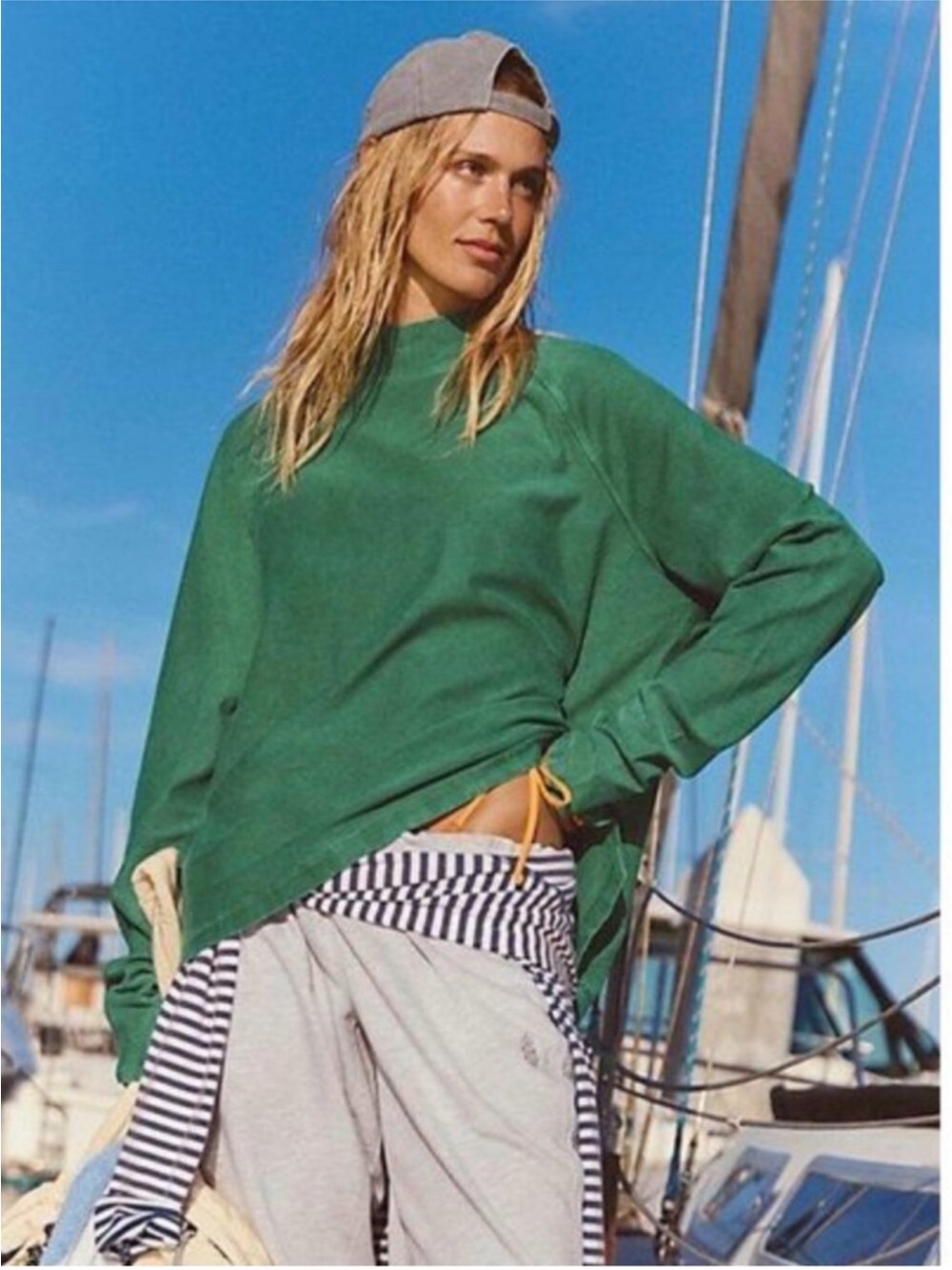 NWT Free People Movement Restoration Layering Top-Heritage Green